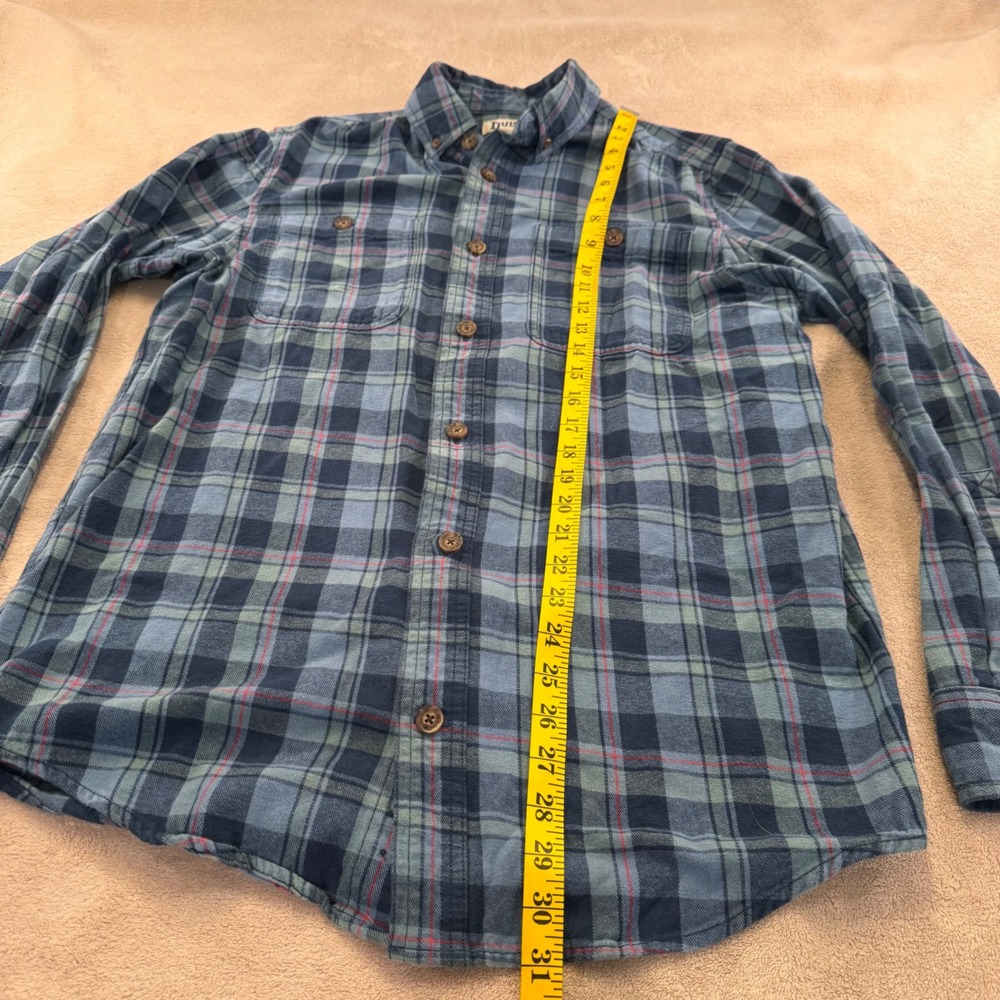 Duluth Trading Co Flannel Plaid Button Down Shirt 100% Cotton Blue Men Sz M - Picture 5 of 8